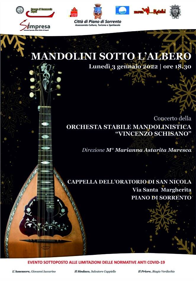 Piano di Sorrento, il 3 gennaio l’Orchestra stabile mandolinistica “Vincenzo Schisano” in “Mandolini sotto l’albero”