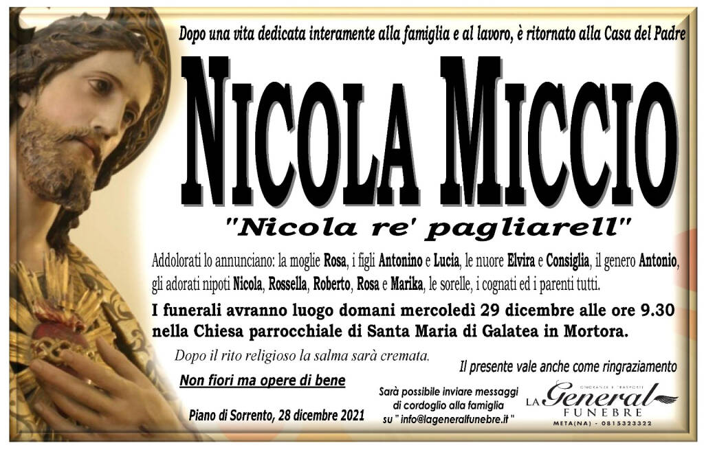 Piano di Sorrento piange Nicola Micco "re' pagliarell"