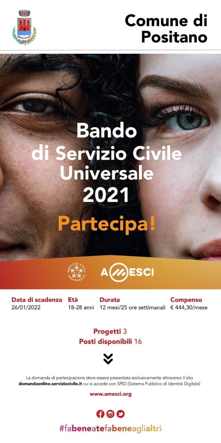 Positano, bando servizio civile 2021