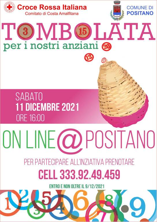 Positano: sabato 11 dicembre la seconda edizione della Tombolata on line con CRI Costa d'Amalfi