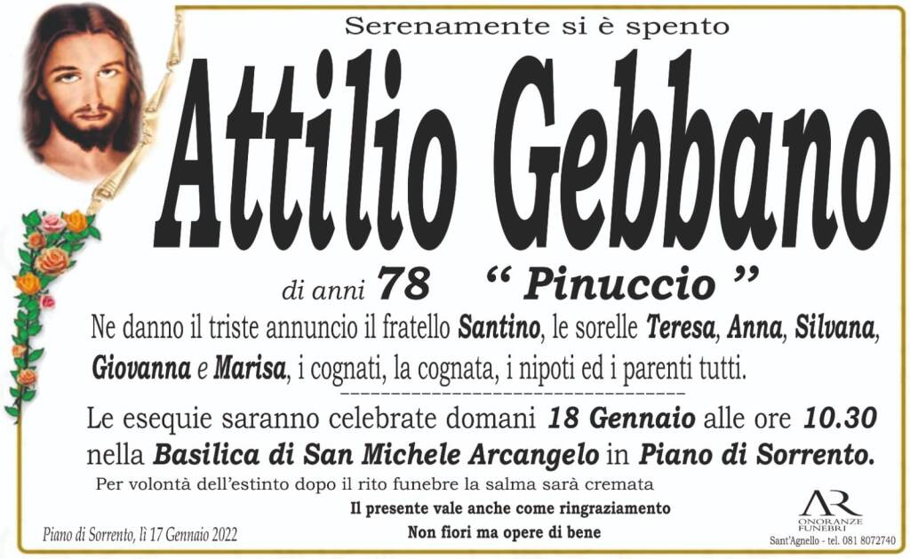 Piano di Sorrento piange la scomparsa del 78enne Attilio Gebbano ("Pinuccio")