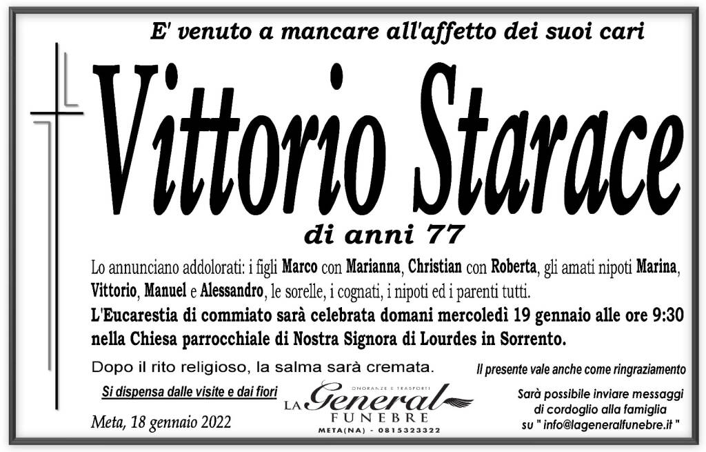 Vittorio Starace necrologio