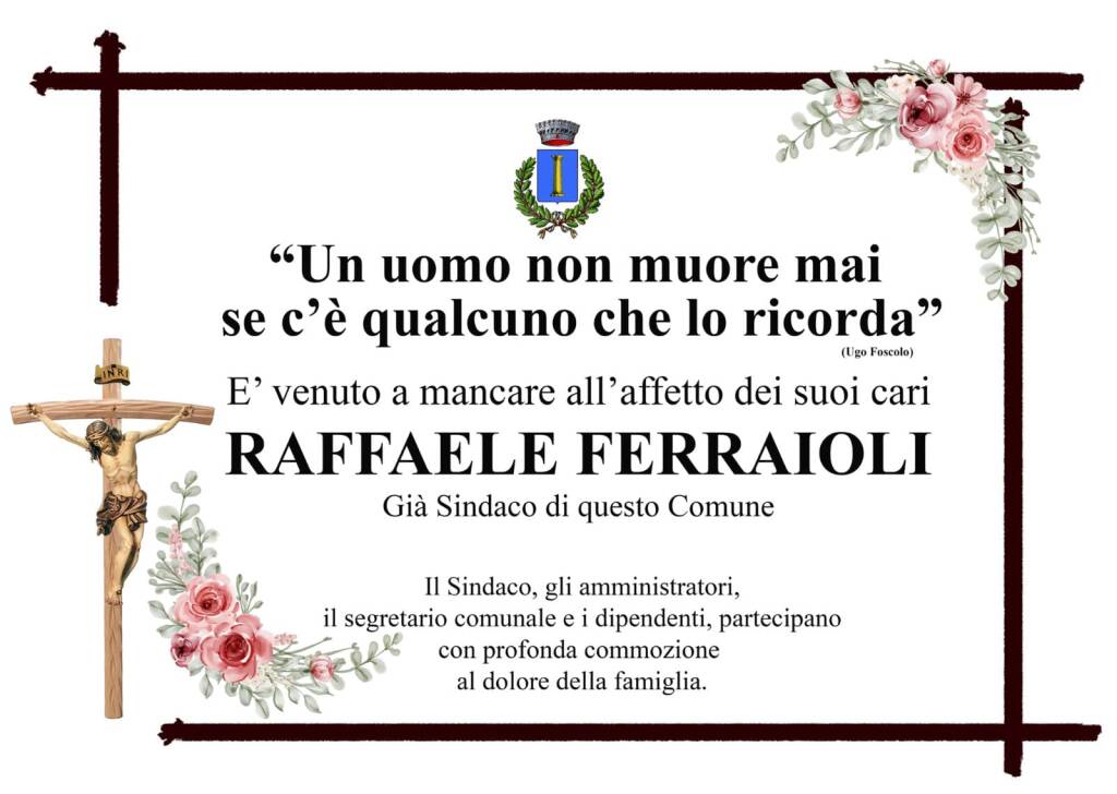 Furore, scomparsa dell’ex sindaco Raffaele Ferraioli. Il Comune proclama il lutto cittadino per domenica 20 febbraio 