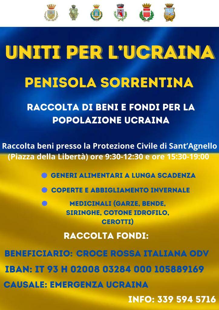 La Penisola Sorrentina avvia la raccolta di beni e fondi per l'Ucraina