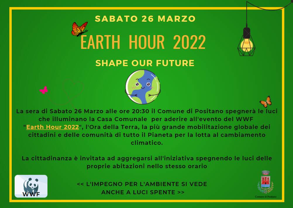 Earth Hour 2022: sabato 26 marzo la Casa Comunale di Positano spegnerà le luci
