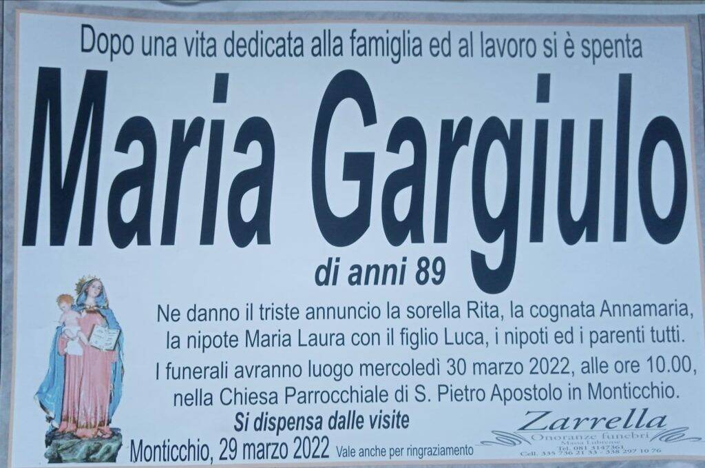Massa Lubrense, la frazione di Monticchio porge l'estremo saluto all'89enne Maria Gargiulo