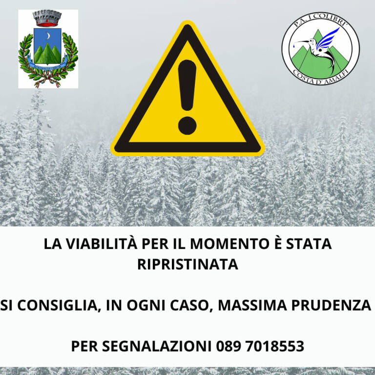 Neve a Tramonti: ripristinata la viabilità lungo il valico di Chiunzi