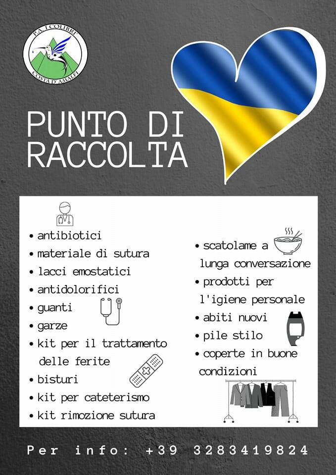 Raccolta beni primari per l’Ucraina in Costiera Amalfitana: l'iniziativa dell’associazione “I Colibrì”