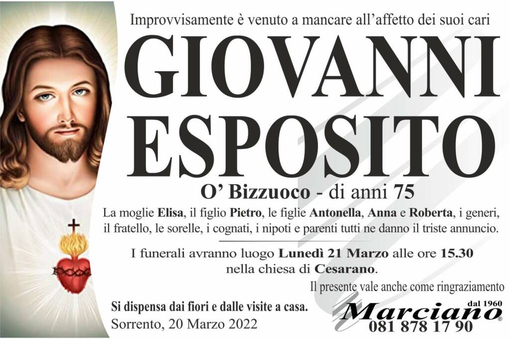 Sorrento piange l'improvvisa scomparsa del 75enne Giovanni Esposito (O' Bizzuoco)