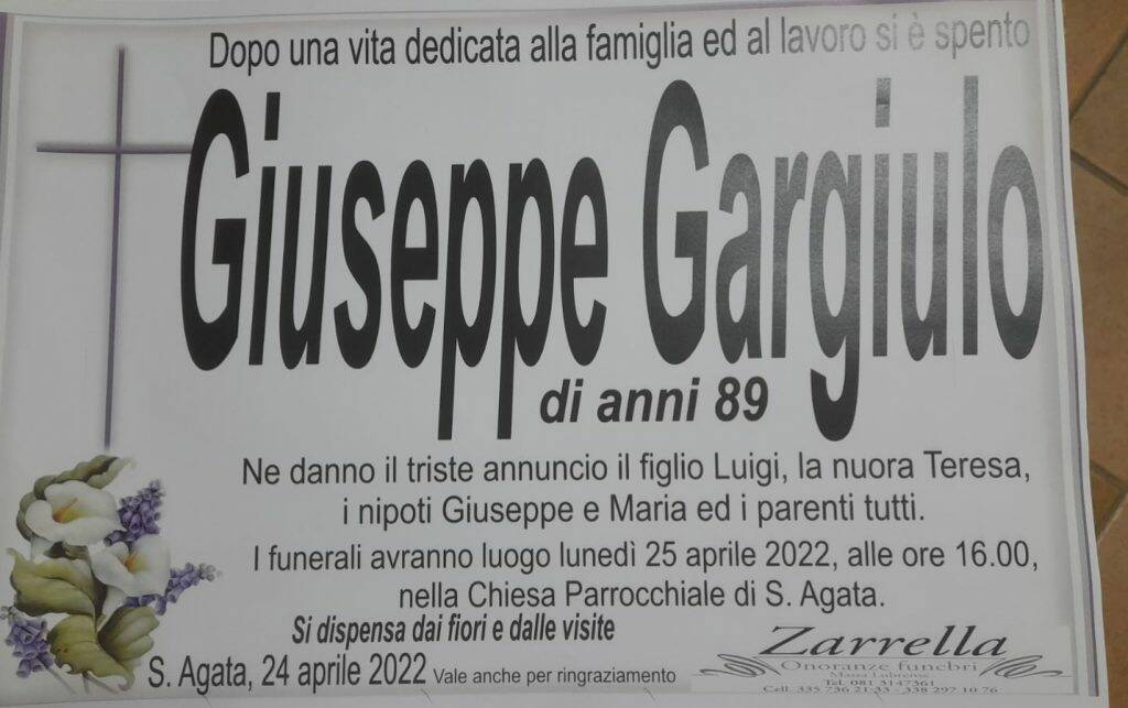 Massa Lubrense, la frazione di S. Agata porge l’estremo saluto all’89enne Giuseppe Gargiulo