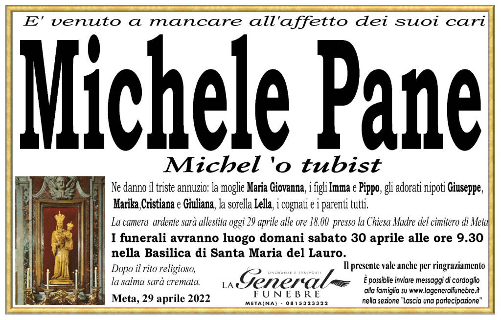 Meta in lutto: è venuto a mancare Michele Pane, 'o tubist
