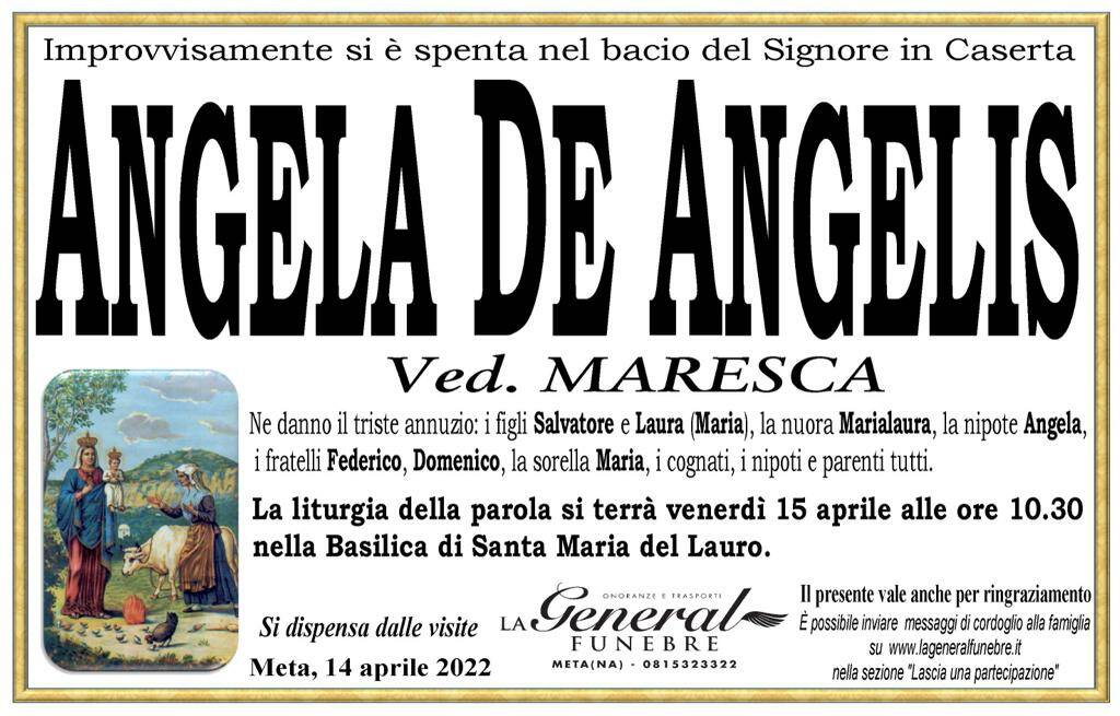 Meta: si è spenta nel bacio del Signore Angela De Angelis