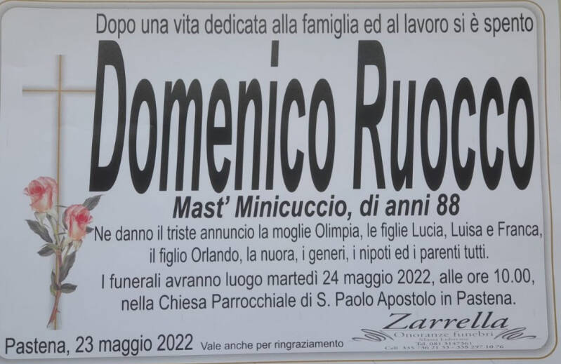 Massa Lubrense, la frazione di Pastena porge l'estremo saluto all'88enne Domenico Ruocco (Mast' Minicuccio)