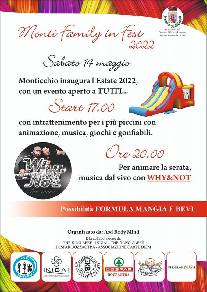 Massa Lubrense, sabato 14 maggio a Monticchio per "Monti Family in Fest 2022"