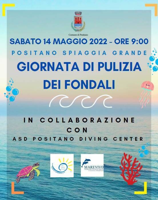 Positano, sabato 14 maggio pulizia dei fondali presso la Spiaggia Grande