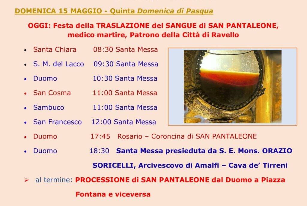 Ravello si prepara a festeggiare "San Pantaleone di Maggio"