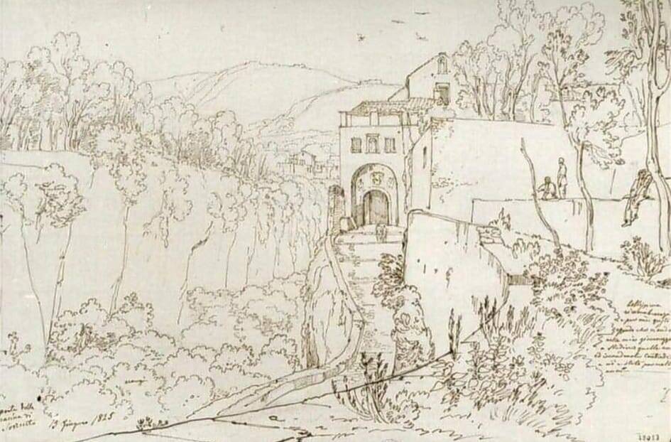 Sorrento, risale al 1825 un disegno di Giacinto Galante raffigurante l'antica porta di Capo Cervo