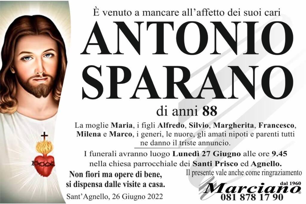 Penisola sorrentina: Sant’Agnello in lutto per Antonio Sparano ...