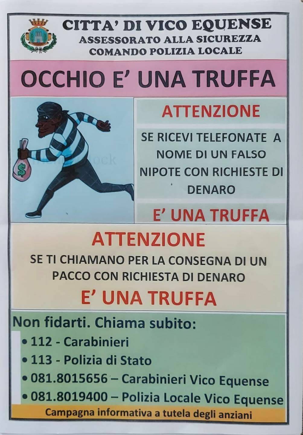 Vico Equense lancia una campagna informativa contro le truffe agli anziani