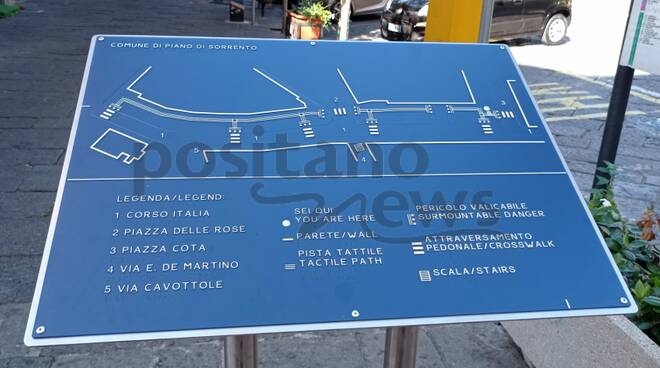 Piano di Sorrento, a Piazza Cota una mappa tattile del centro cittadino destinata ai non vedenti ed ipovedenti