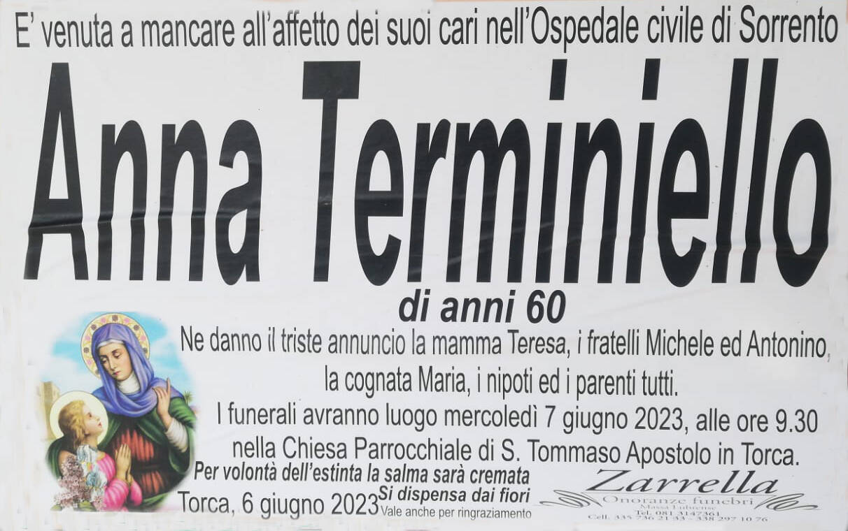 Massa Lubrense, la frazione di Torca piange la scomparsa della 60enne Anna Terminiello