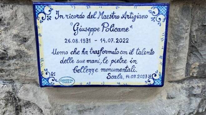 Scala targa commemorativa per Giuseppe Policano