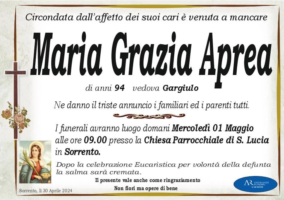 Sorrento porge l'estremo saluto a Maria Grazia Aprea, vedova Gargiulo