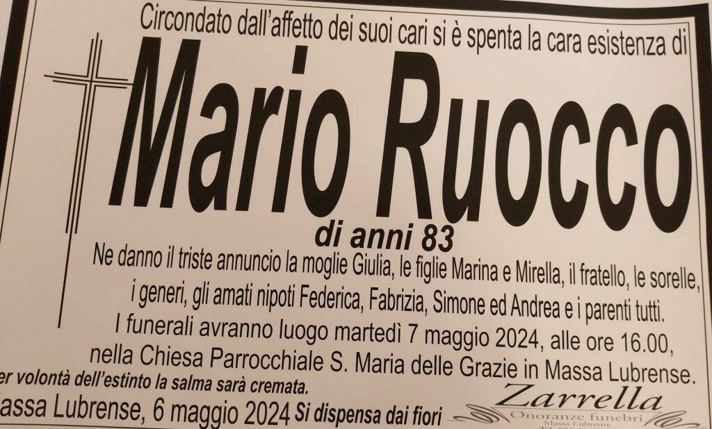Mario Ruocco necrologio
