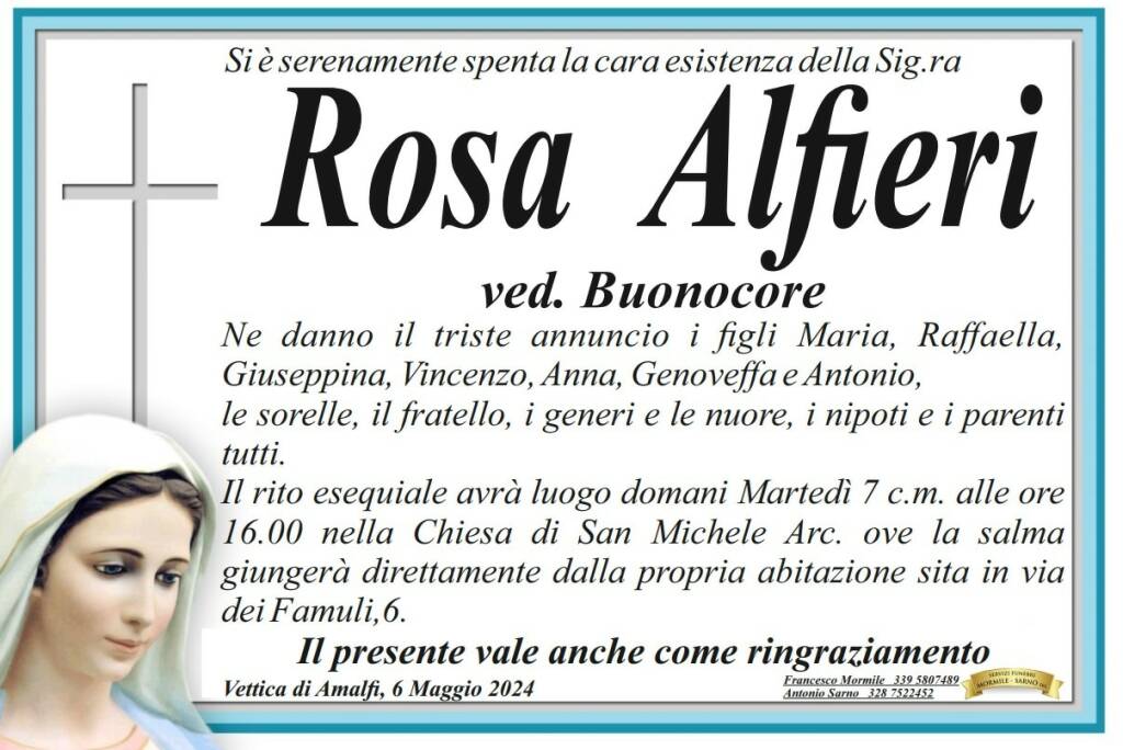 Rosa Alfieri necrologio Amalfi